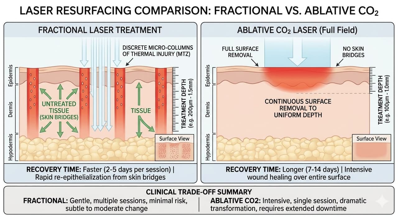 Comparison of fractional CO2, fractional erbium, and non-ablative fractional laser treatment patterns